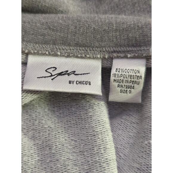 Spa By Chico's Sweatshirt Woman's Small Gray Full Zip Raw Hem Athletic - Picture 9 of 12